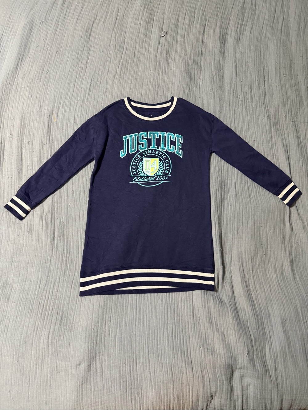 Justice Long-Sleeve Rib Cuff Sequined Sweatshirt Dress Size 12-14.